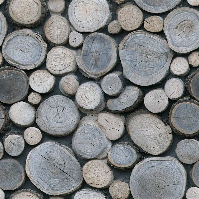 Close-Up of Rustic Wooden Log Wall