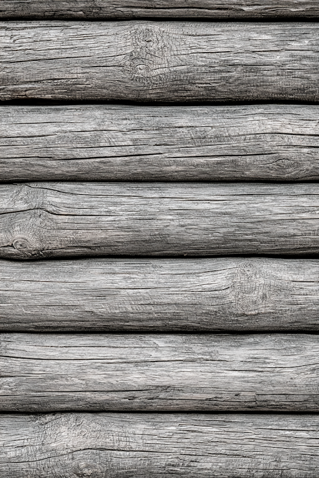 Close-up Texture of Weathered Log Cabin Wall