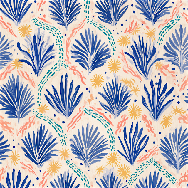 Coastal Botanical Seamless Pattern