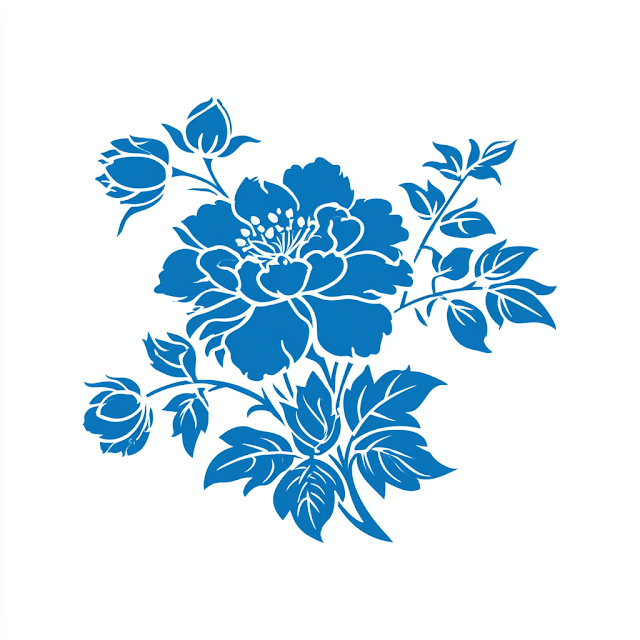 Cobalt Blue Peony Floral Ornament