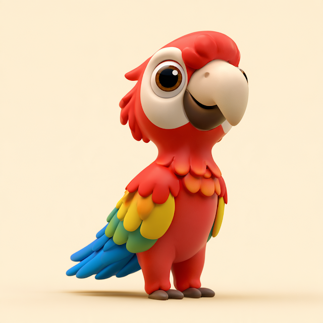 Colorful Cartoon Parrot Character Ako