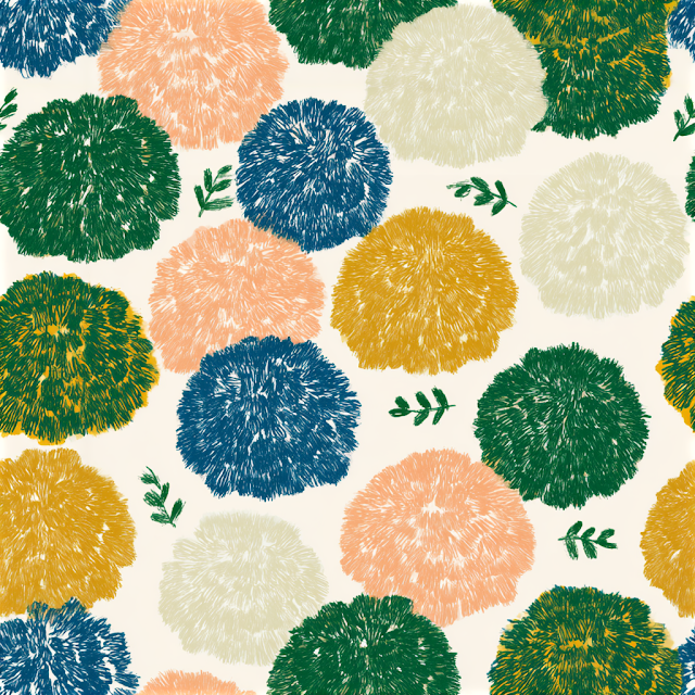 Colorful Seamless Floral Pattern with Hydrangea-Like Blossoms