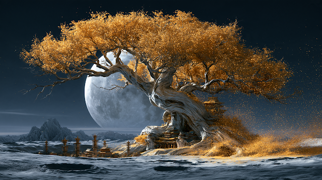 Colossal Mythical Osmanthus Tree on the Moon