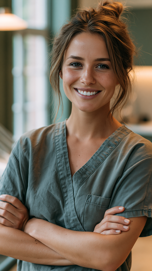 Confident Female Dentist in Modern Clinic