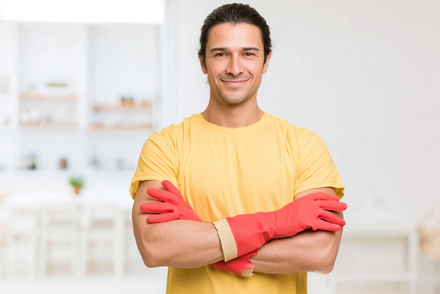 Confident Young Adult Man in Modern Home
