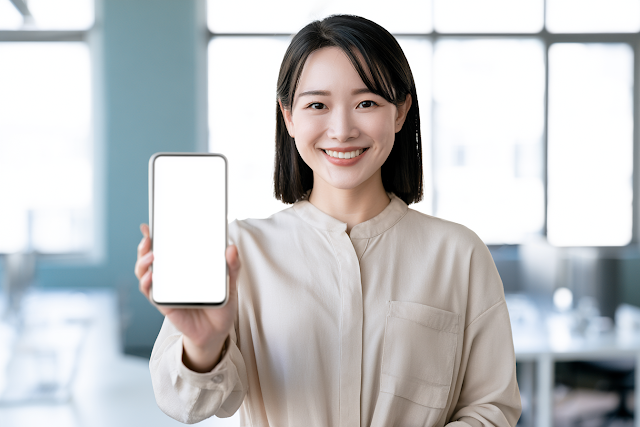 Confident Young Asian Businesswoman in Modern Office