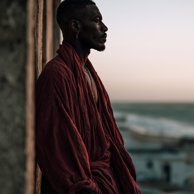 Contemplative Side Profile of a Man