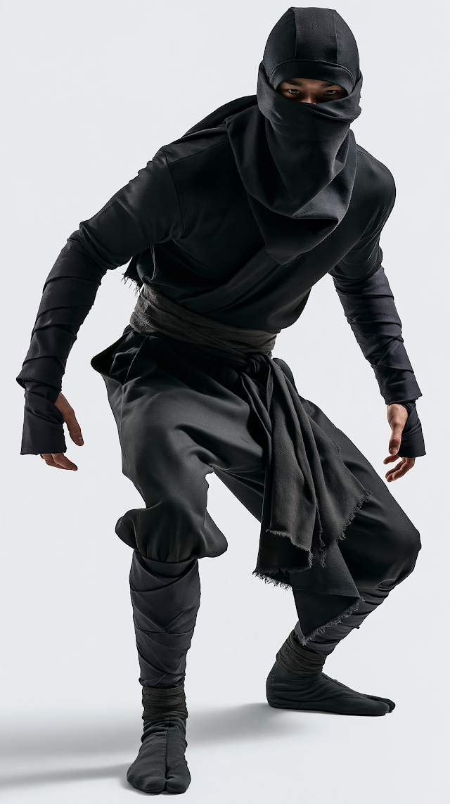Crouching Dark Ninja Warrior Portrait