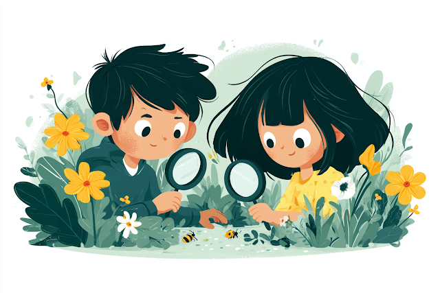 Curious Children Exploring a Garden