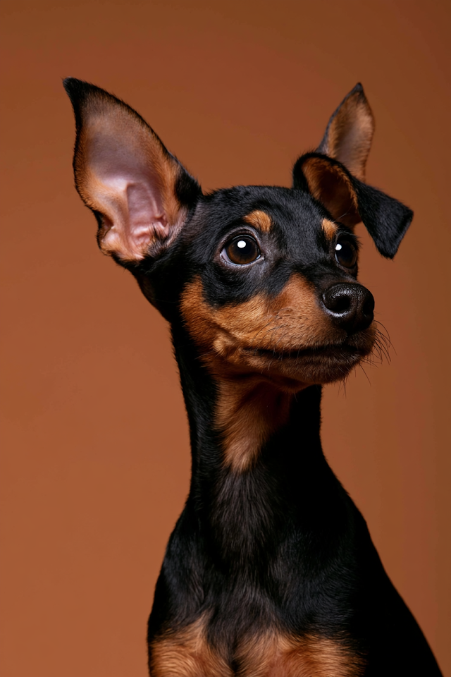 Curious Miniature Pinscher Puppy Portrait