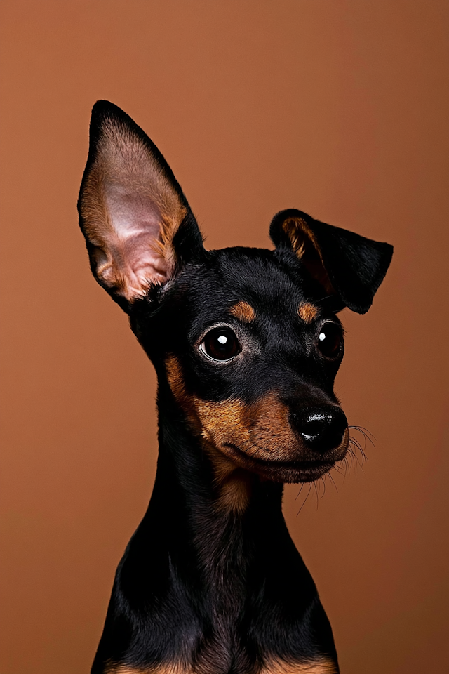 Curious Miniature Pinscher Puppy Portrait