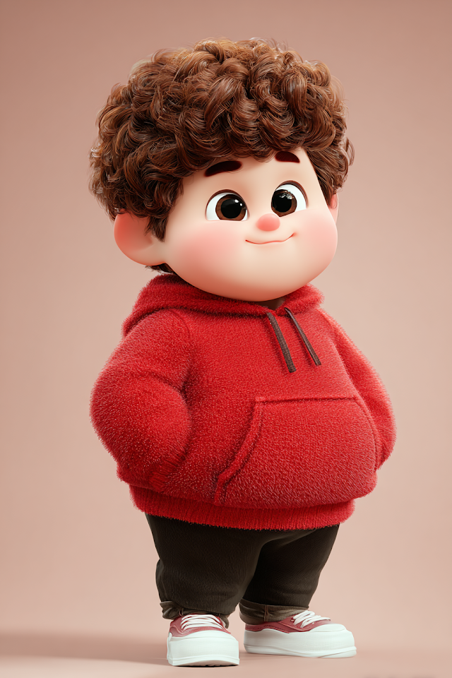 Cute 3D Cartoon Chibi Boy in Hoodie