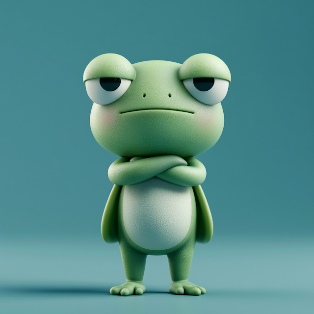 Cute 3D Frog Character with Smiling Expression