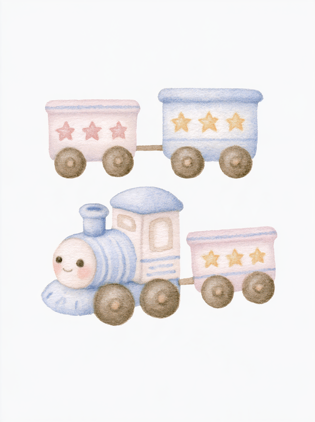 Cute Cartoon Train with Colorful Wagons