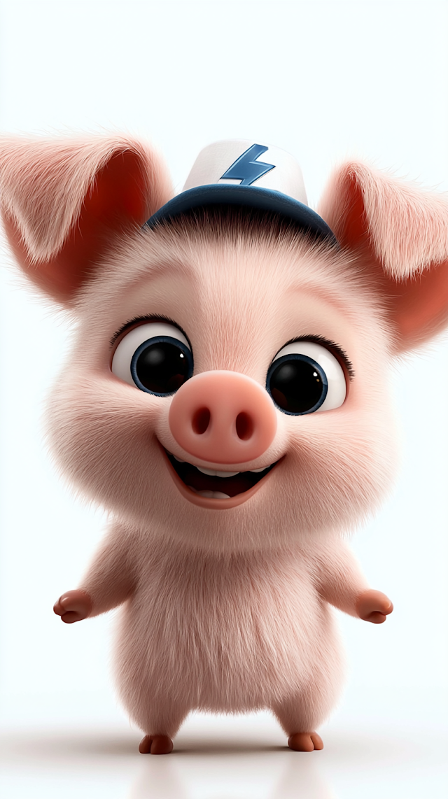 Cute Chibi Pink Baby Pig Character