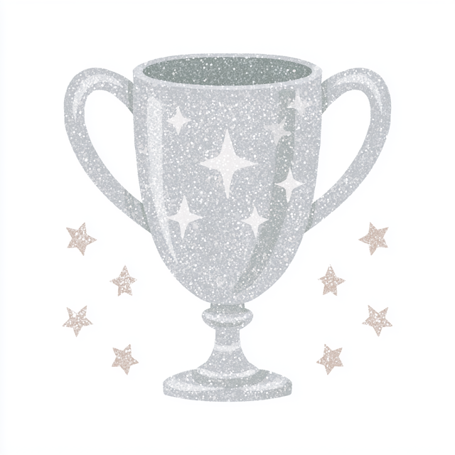 Cute Silver Trophy Cup Illustration for Music Recital Award