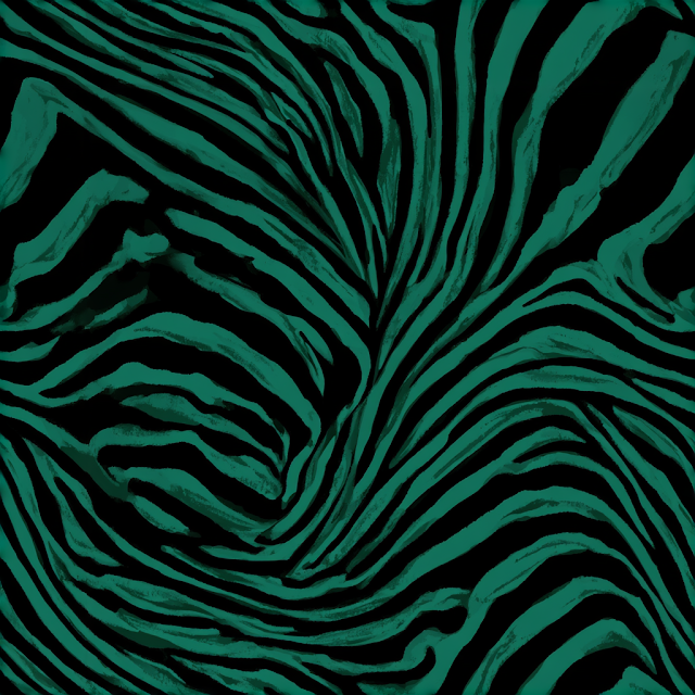Dark Teal Zebra-Inspired Abstract Pattern
