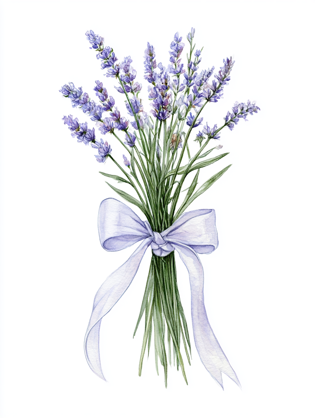 Delicate Lavender Bouquet Watercolor Illustration