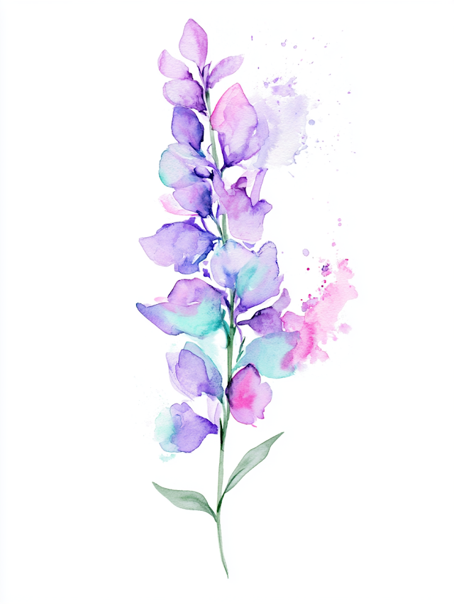 Delicate Lavender Watercolor Wildflower