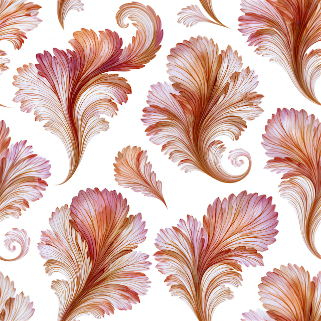 Delicate Paisley Pattern with Autumn Leaves