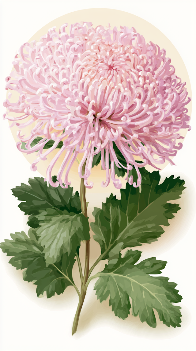 Delicate Pale Pink Chrysanthemum Illustration