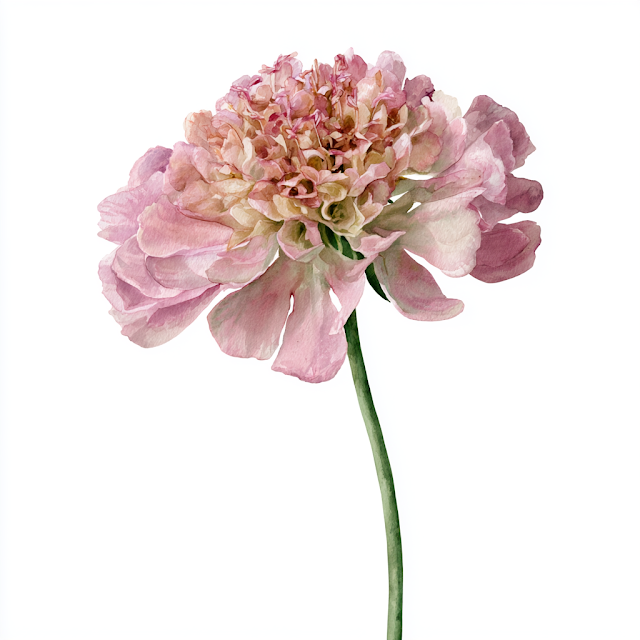 Delicate Scabiosa Wildflower in Muted Mauve Pink