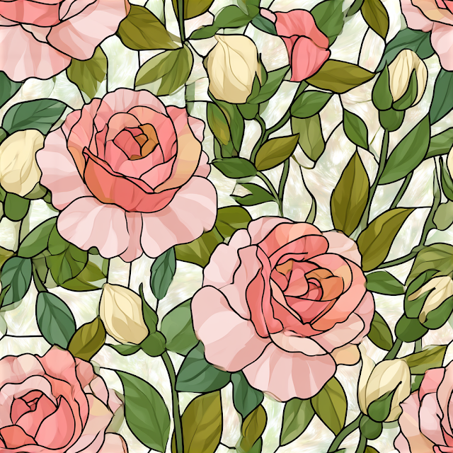 Delicate Stained Glass Floral Pattern