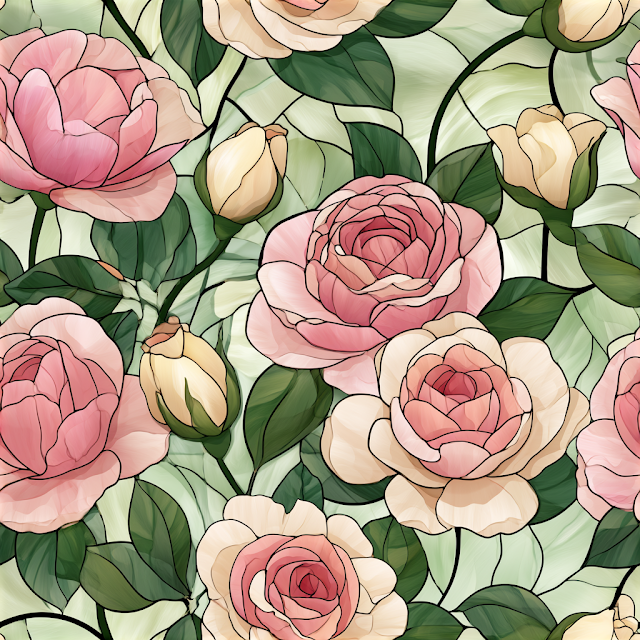 Delicate Stained Glass Floral Pattern