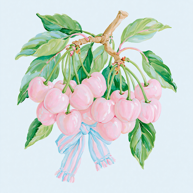 Delicate Watercolor Cherry Branch