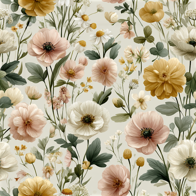 Delicate Watercolor Floral Meadow Pattern