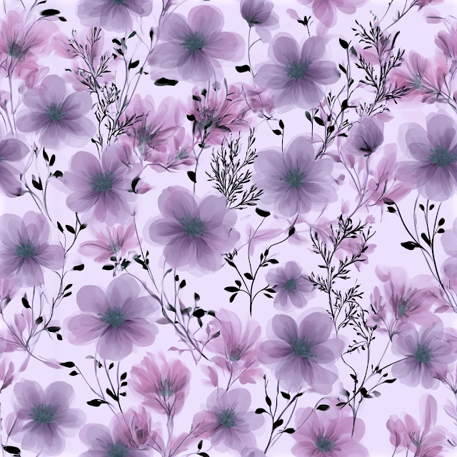 Delicate Watercolor Floral Pattern on Lavender Background