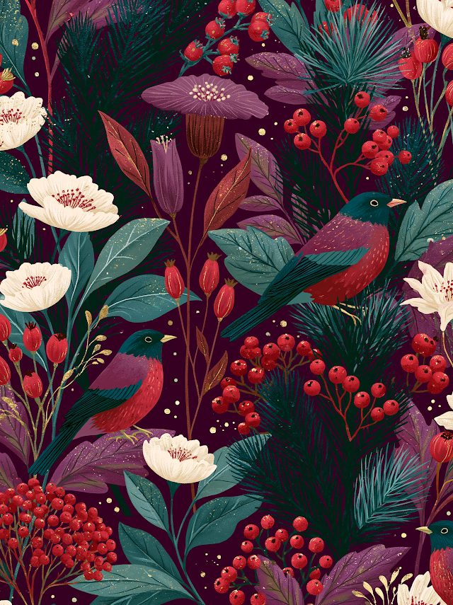 Delicate Winter Foliage Illustration