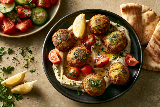 Delicious Golden Falafel with Tahini and Fresh Salad