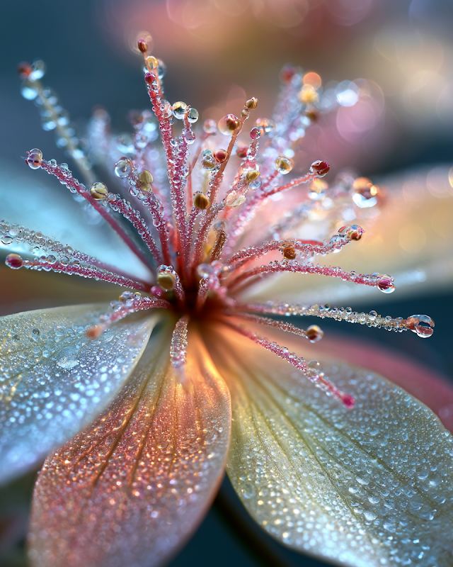 Dew-Covered Flower in Morning Light