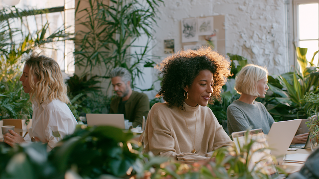 Diverse Creative Team Collaborating in a Modern Office