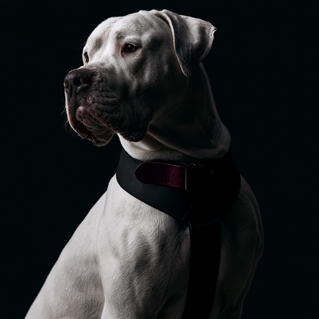 Dogo Argentino Portrait Against Black Background