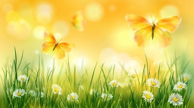 Dreamy Spring Meadow with Butterflies