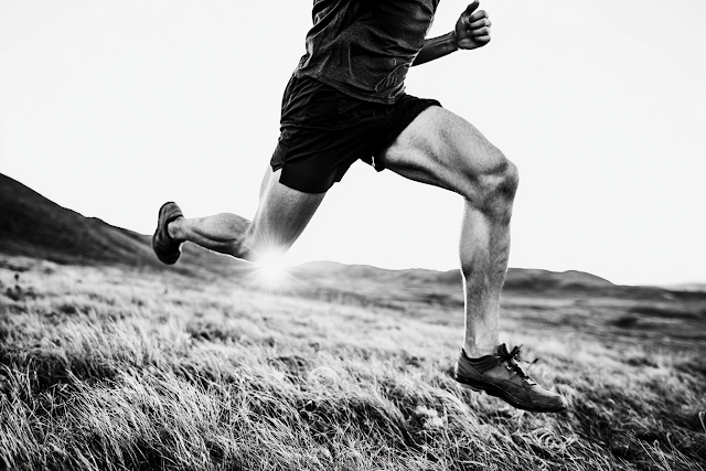 Dynamic Black and White Athletic Runner in Motion