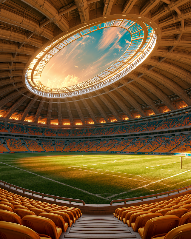 Dynamic Soccer Stadium with Vibrant Lighting