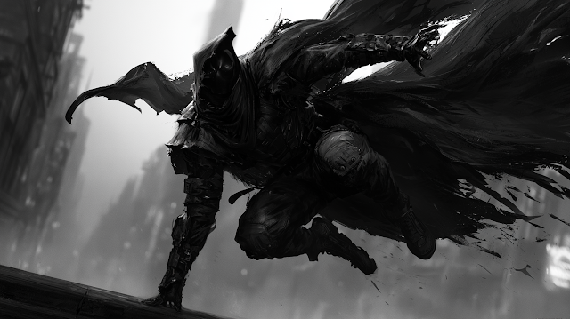 Dynamic Urban Vigilante in Tattered Cloak