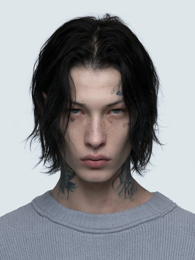 Edgy Portrait of a Young Man in a Gray Sweater