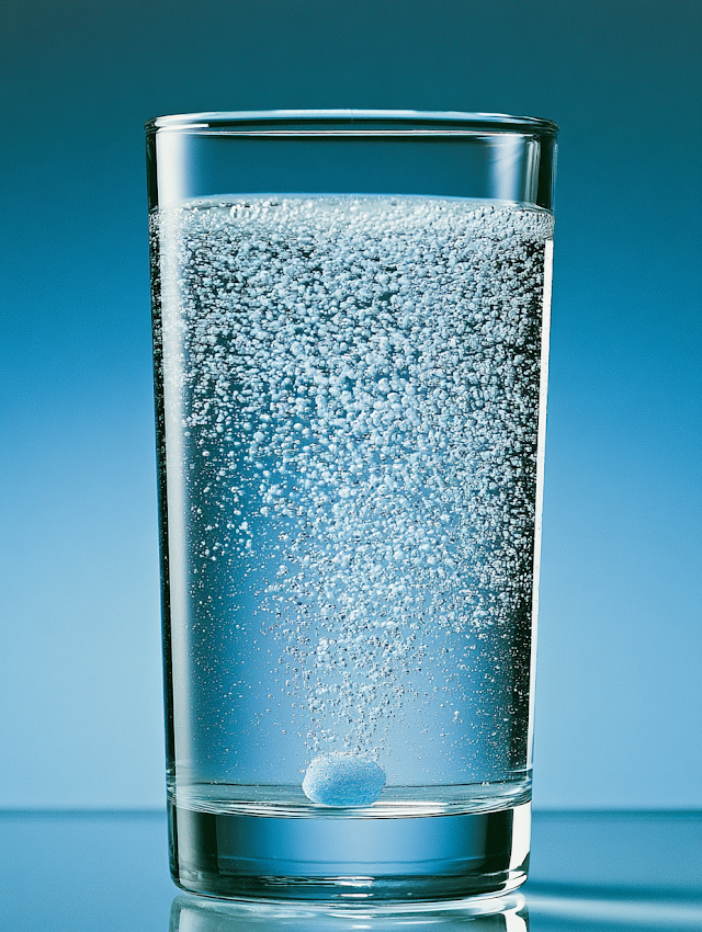 Effervescent Tablet in Clear Drinking Glass