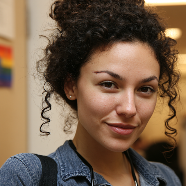 Effortlessly Chic Female Portrait with Curly Hair