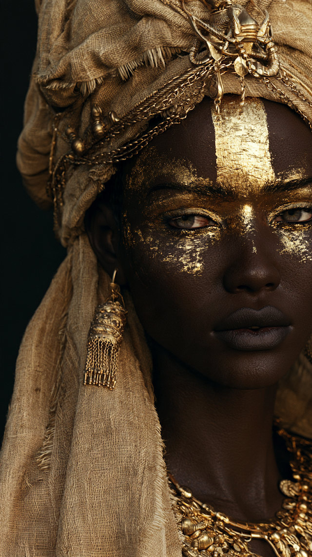 Elegant African Woman Adorned in Gold