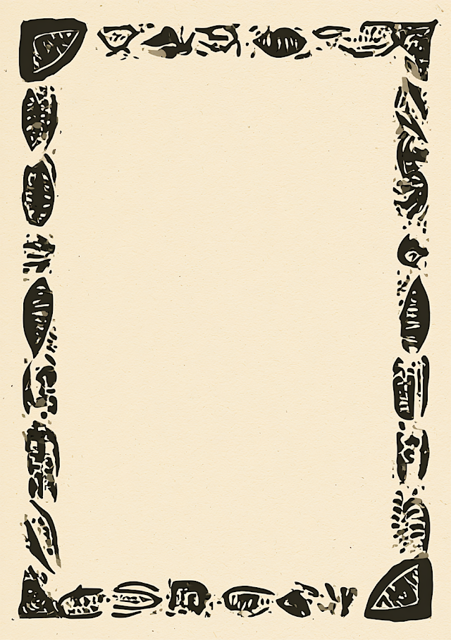 Elegant Balinese Inspired Border in Black Ink