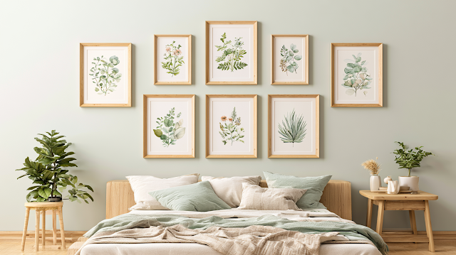 Elegant Bedroom Wall Art Arrangement