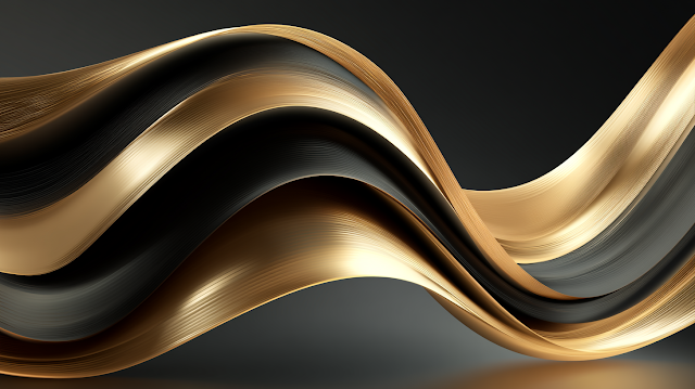 Elegant Black and Gold Flowing Wave Background