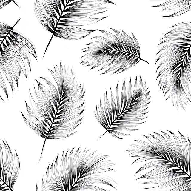 Elegant Black and White Palm Leaves Pattern