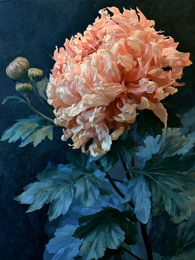 Elegant Blooming Chrysanthemum in Pastel Hues