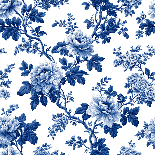 Elegant Blue and White Floral Pattern